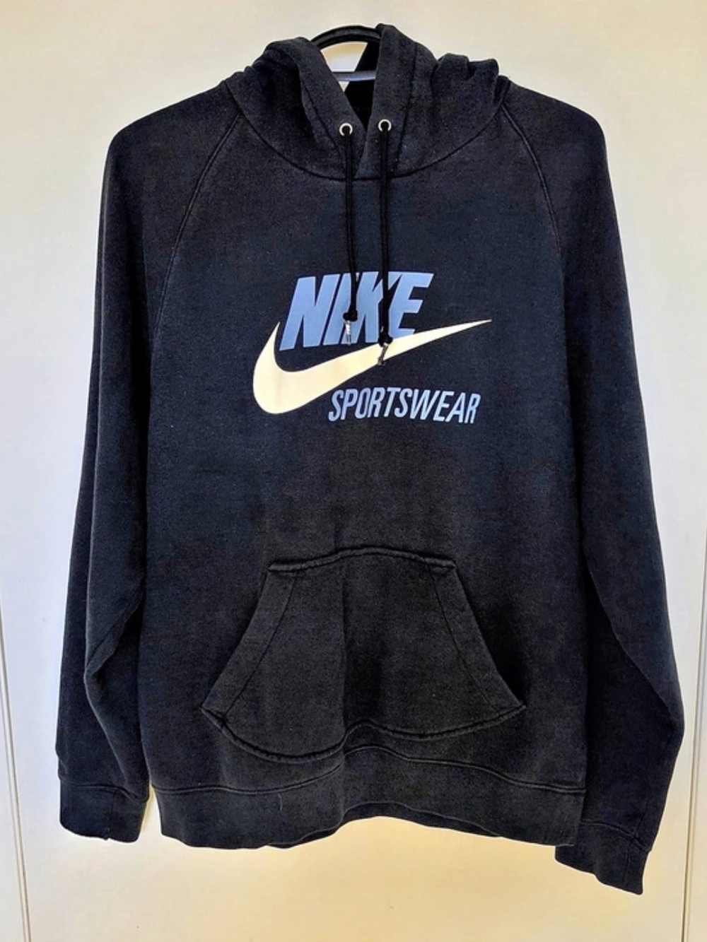 Nike Sportswear Graphic Pullover Hoodie Black Blue Swoosh Mens L